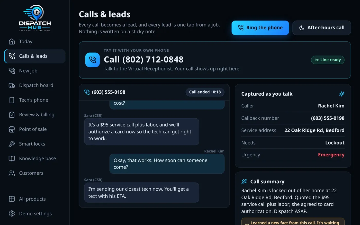 Hang up to an AI summary and a lead
