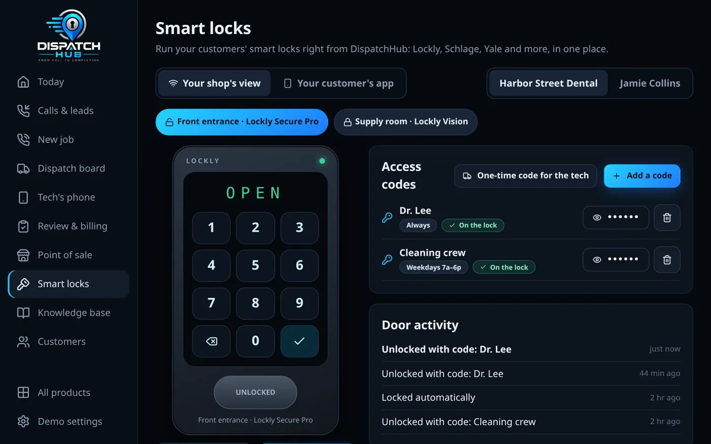 Every door, every code, from one panel