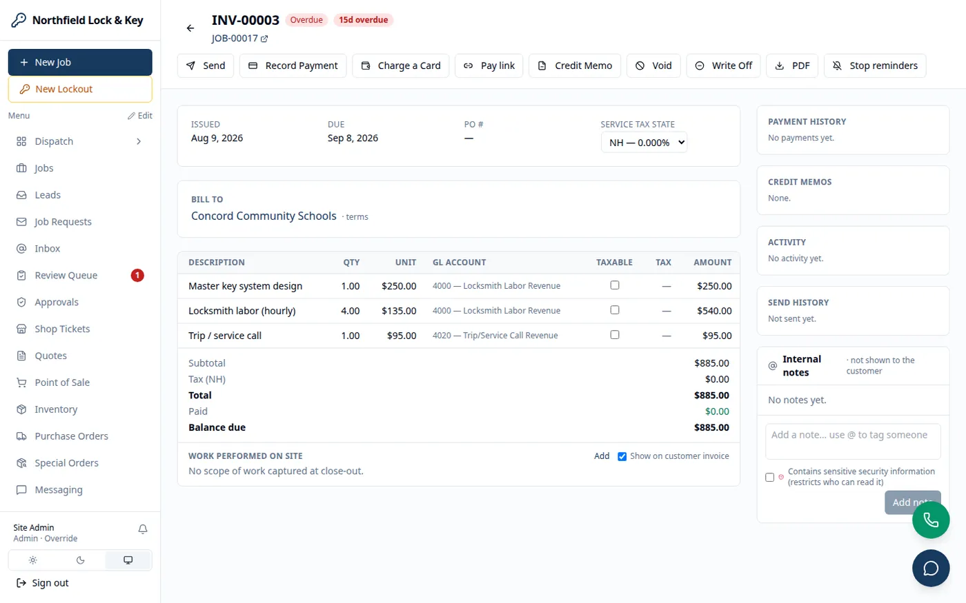 An invoice with pay options